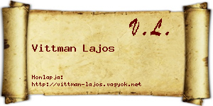 Vittman Lajos névjegykártya